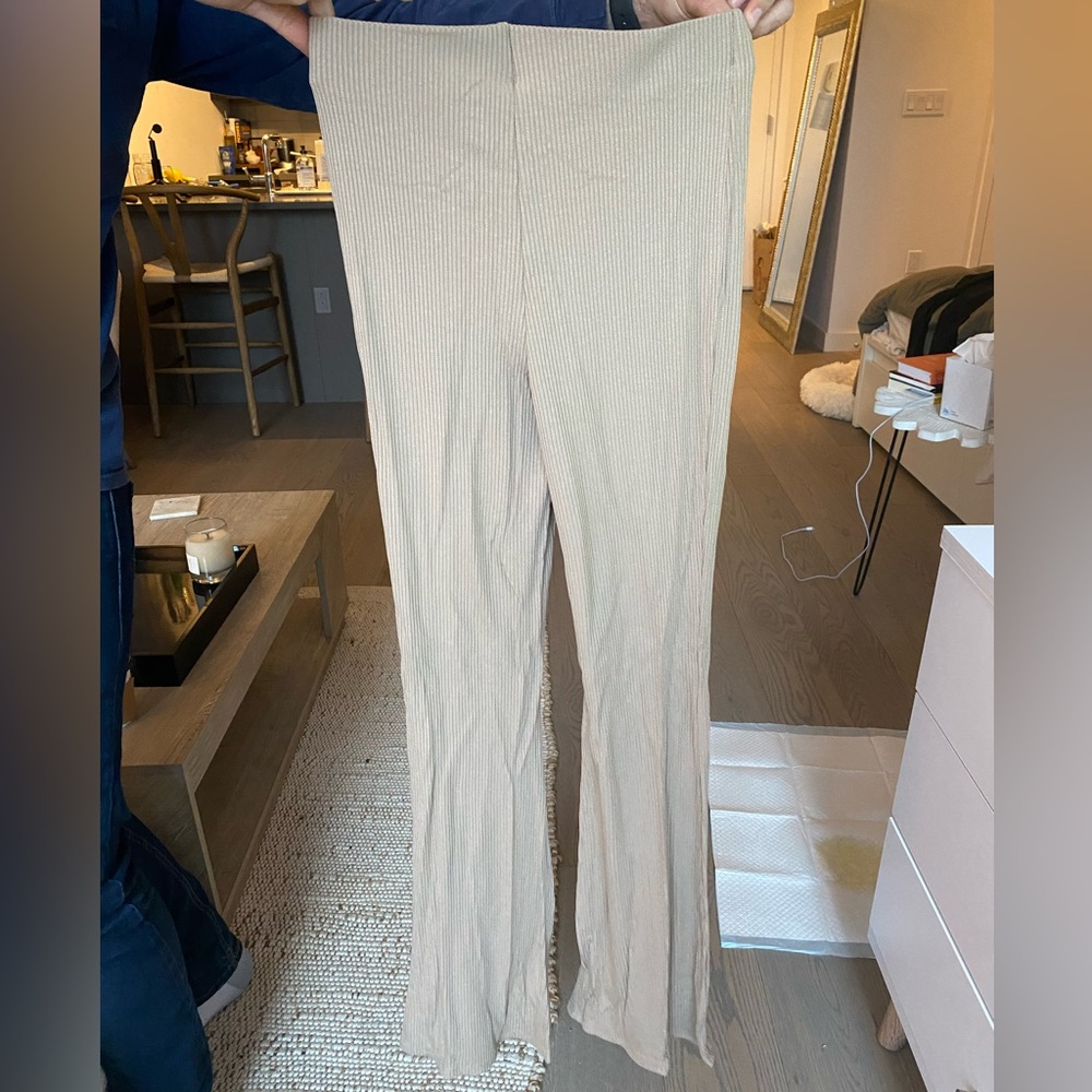 H&M Ribbed Pants - nude